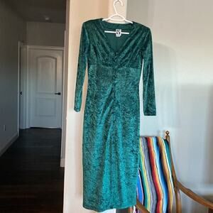 Vintage Zanoni by Jalate green velvet 90s midi dress holiday special occasion S